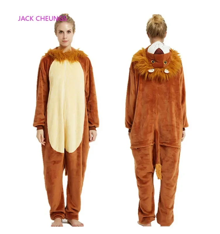 Cartoon Animal Onesie Pajamas Flannel Cosplay Dinosaur The Lion King Pyjamas Kigurumi Pijama