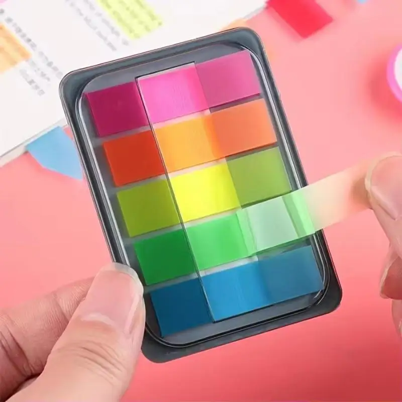 Nuove 100 Fogli di Note Adesive Trasparenti Colorate Impermeabili, Mini Blocchetti Autoadesivi per Planner, Casa, Ufficio e Scuola - immagine 2