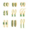 SOFTPIG Real 925 Sterling Silver Emerald Zircon Geometric 18K Gold Hoop Earrings for Women Cute Fine Jewelry Luxury Accessories