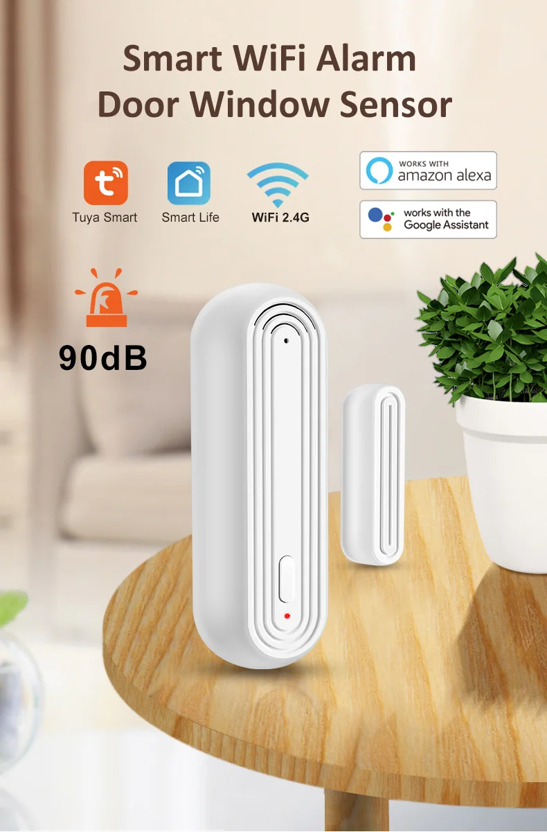 Tuya Smart WiFi Door Window Alarm Sensor Smart Home Open Closed Detectors Wifi H