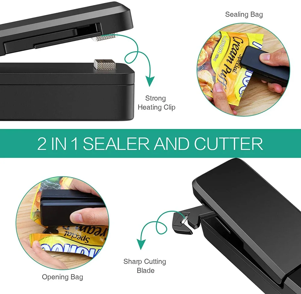 2 in 1 Portable Food Bag Sealing Machine - Bag Sealer Mini USB