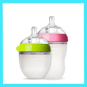 BPA 프리 실리콘 젖병, 그린 핑크, 5 Oz 또는 8 Oz, 어린이 젖병 팩