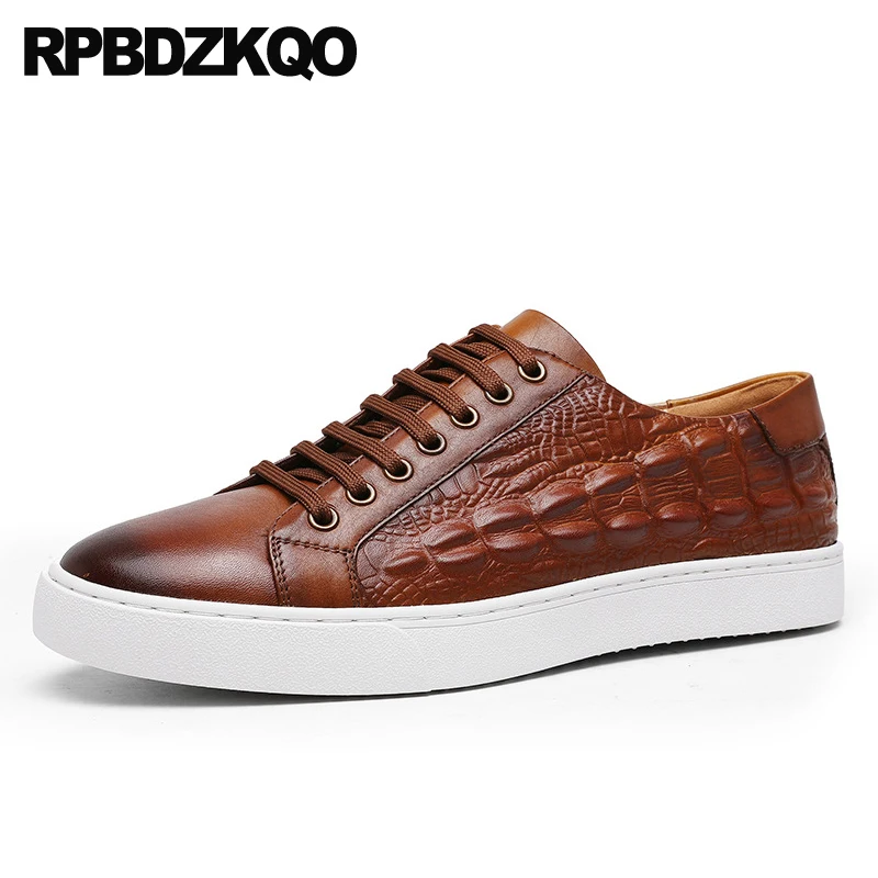 

Men 46 Spring And Autumn Alligator Real Leather 11 Casual Trainers Brown Big Size Sneakers Brand Luxury Crocodile Shoes Skate
