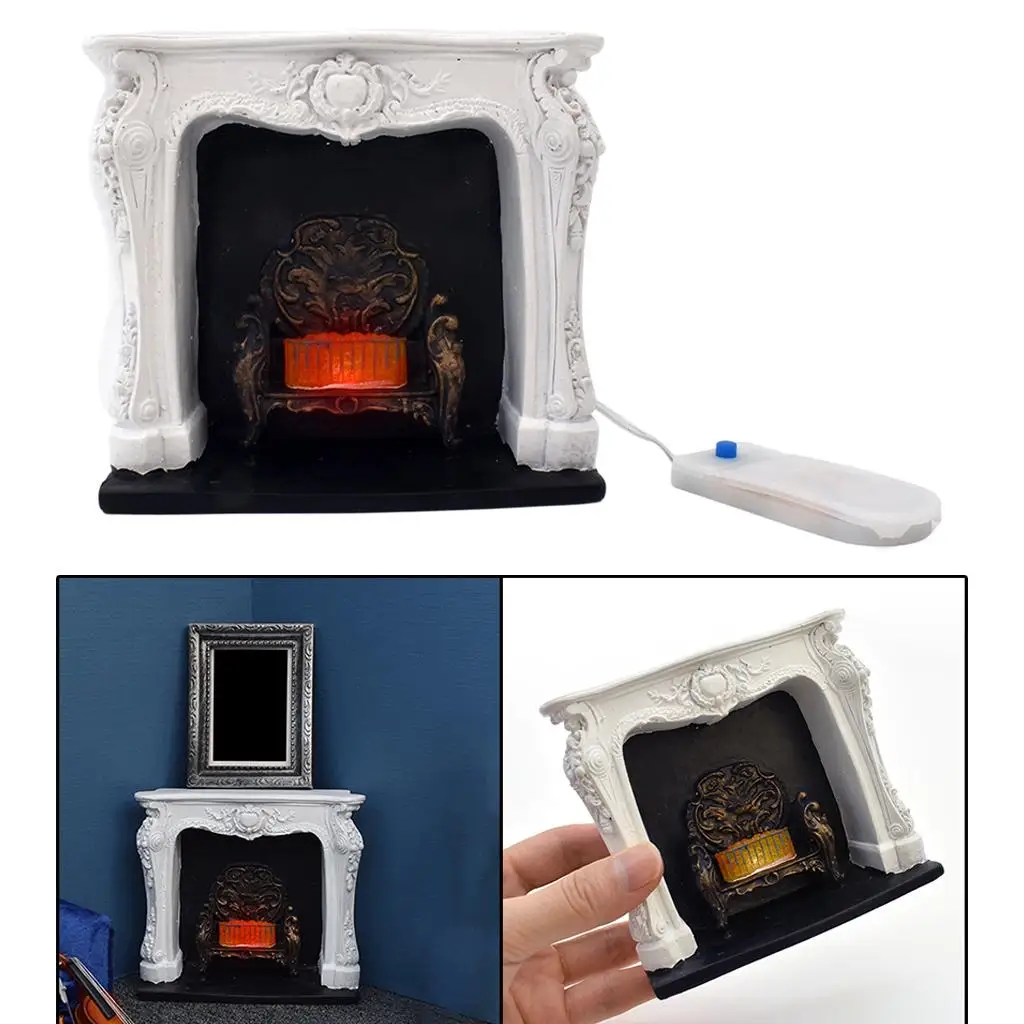

1/12 Miniature Fireplace Glowing Embers Furniture Scene Decoration
