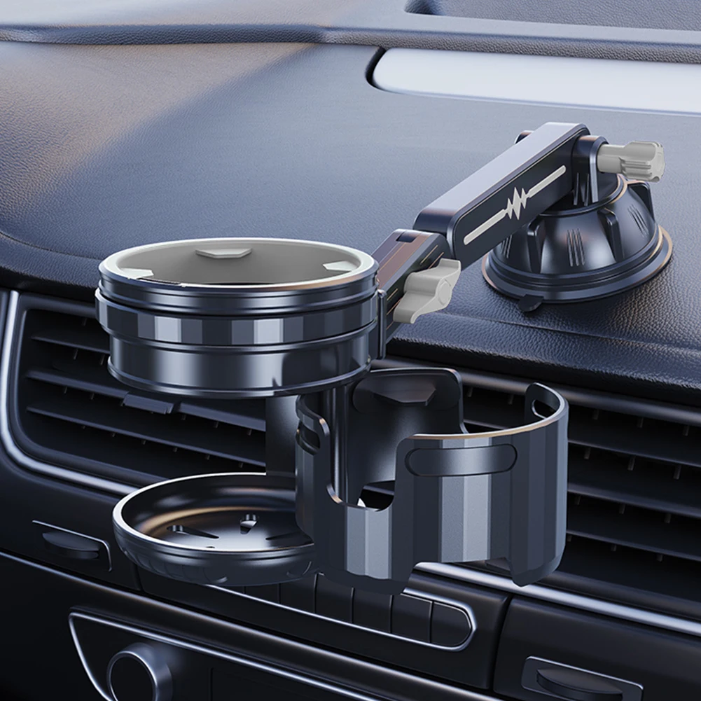 2-in-1 Suction Car Cup Holder Rotatable Vehicle Mounted Cup Holder No-Slip Multifunctional Dual Cup Holder Car Accessories