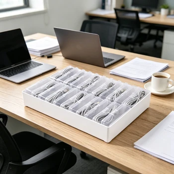 Scatole Organizzatrici per Cavi - Gestione Cavi da Scrivania, Organizzatore per Ricariche e Accessori, Organizzatore per Scrivania e Cassetti per l'Organizzazione domestica