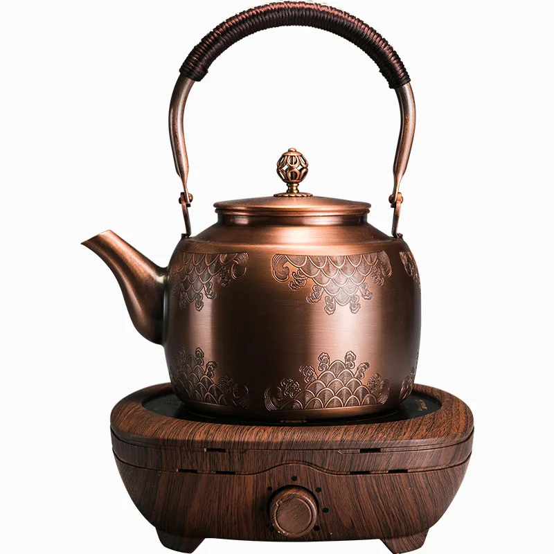 Copper Pot Kettle Handmade Mechanism Copper Teapot Antique Large Tea Cooker Tea Brewing Pot Electric Ceramic Stove Stove