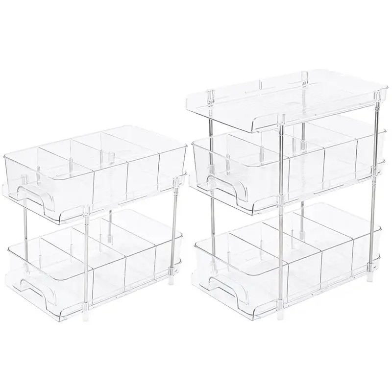 

2/3 Layers Transparent Sundry Storage Rack With Drawer Jewelry Tabletop Container Makeup Storage Box Kitchen Bathroom Organizer