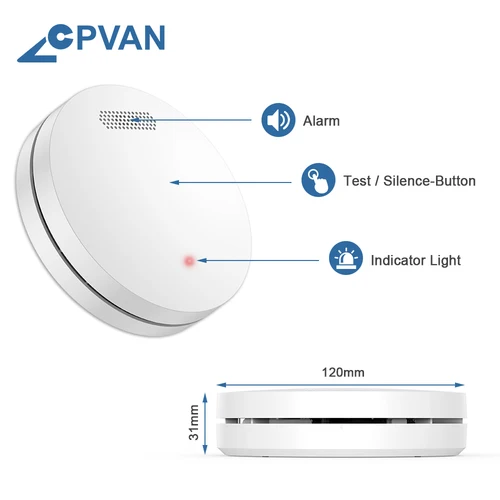 CPVAN 무선 연동 연기 감지기, 화재 연기 경보 보호, 소방관 장비 CE 승인, 10 년 배터리, 433Mhz 2