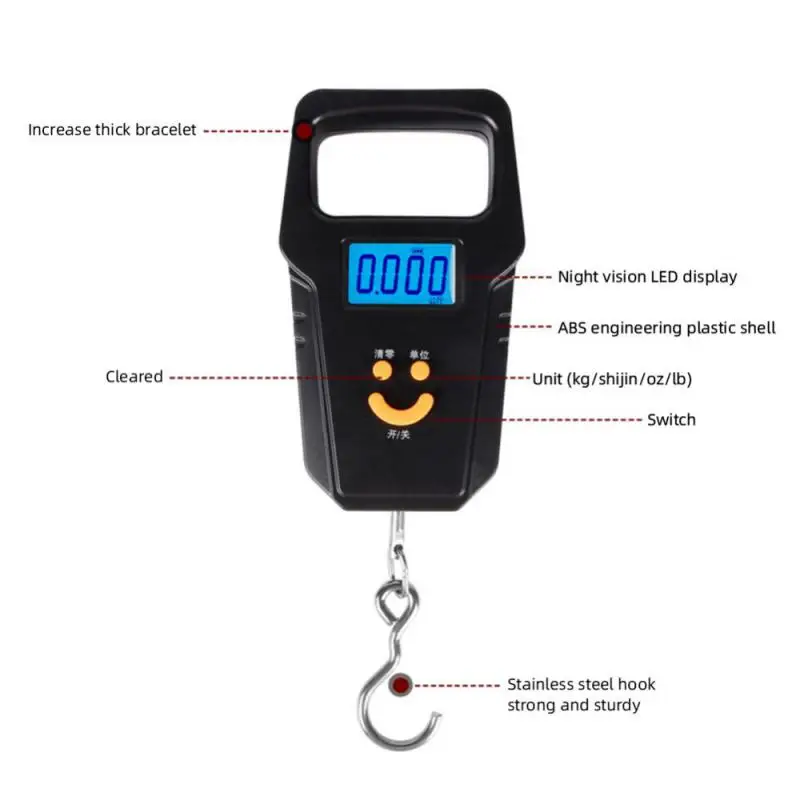 Fishing Scale 110 Pounds/50 Kg USB Charging BackLight LCD Display Electronic Balance Digital Hook Scale Portable Weighting Tool