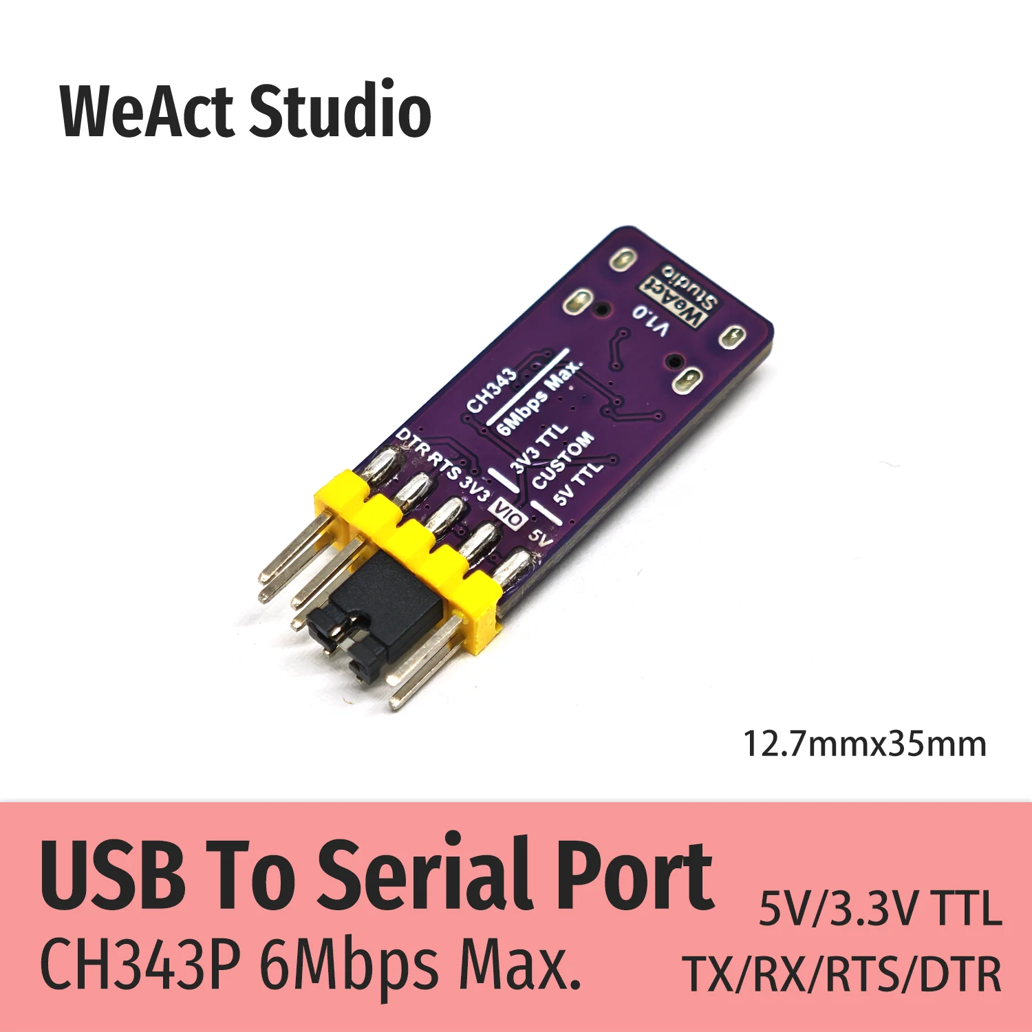 WeAct CH343P CH343 USB to Serial/TTL UART Module 3.3V 5V Switch Instead CH340 3