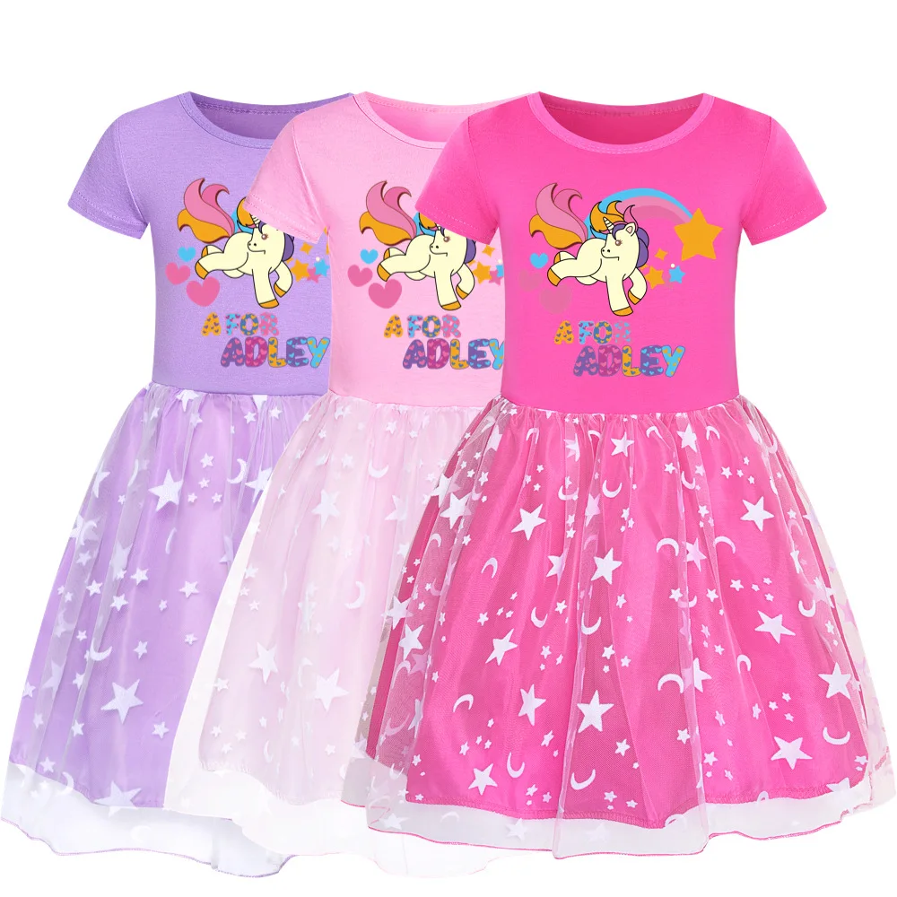 Nuovi Abiti Per Ragazze 3-12 Anni A Per Adley Cotton Girls Girls Sparkle Dress Unicorn Princess Dress For Girls Summer Clothes