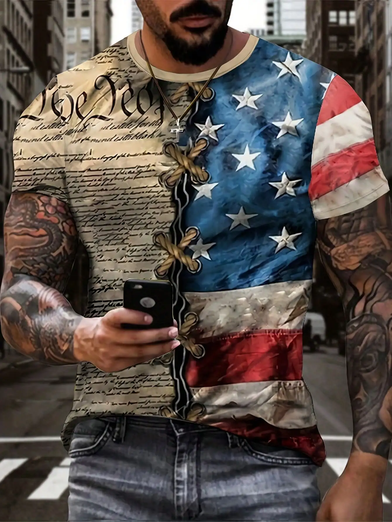 

Футболка мужская с круглым вырезом и коротким рукавом, модная повседневная хипстерская рубашка в стиле ретро, с американским принтом, с 3d принтом, на лето