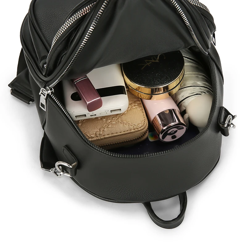 Multi Functional Female Backpack High Quality Leather Mochilas