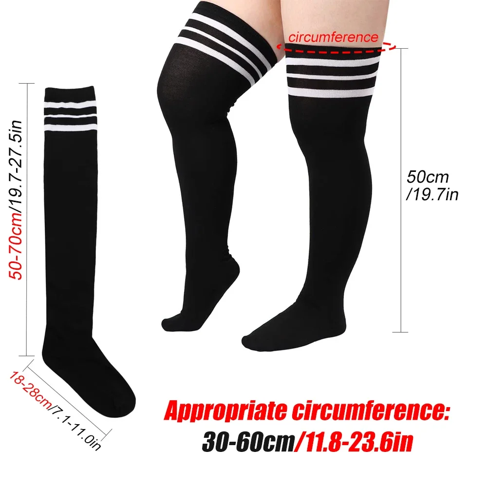 1Pair Plus Size Womens Thigh High Socks for Thick Thighs- Extra Long Striped Thick Over the Knee Socks- Leg Warmer Boot Socks 2
