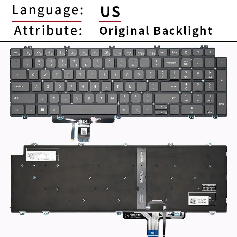 SP/US/RU/UK/FR Laptop Keyboard For DELL Latitude 5520 5521 5530 5531 For Precision 3560 3561 3570 3571 3580 P104F