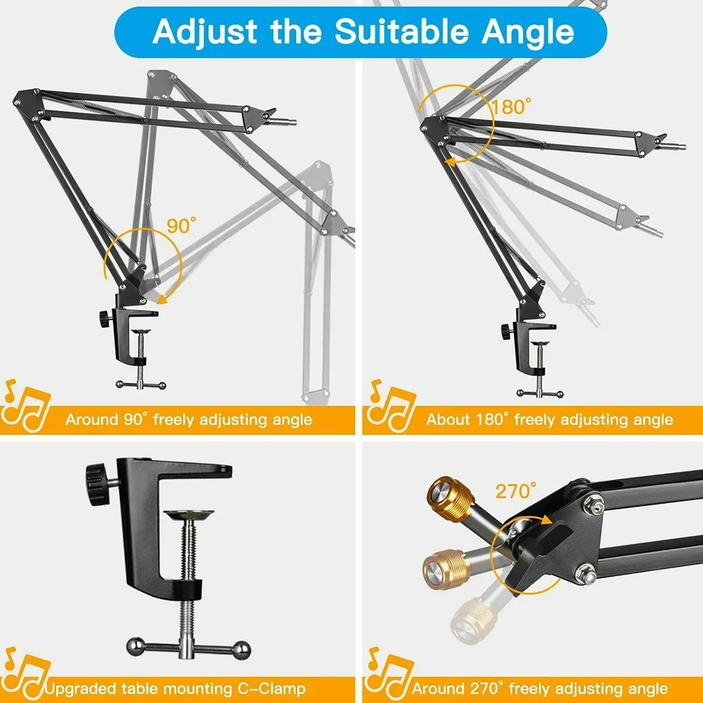 Microphone Stand Adjustable Scissor Boom Arm Compatible with Hyperx Quadcast S Microphones microphone stand
