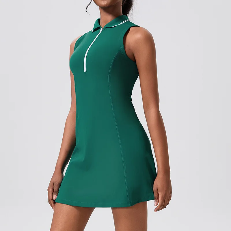 FUBEIKE Fitness Sports Short Skirt Running Thin High Waist Outdoor Badminton Exercise Skirt Golf Tennis WIth Pocket