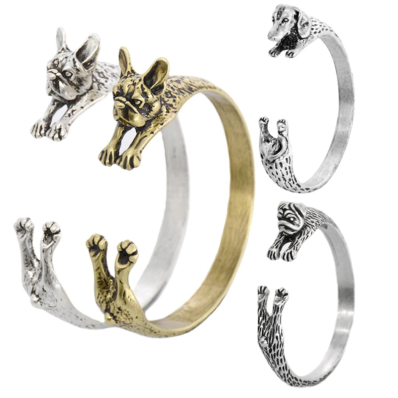 Vintage French Bulldog Dachshund Pug Dog Bangle Bracelets for Women Men Jewelry Gift for French Bulldog Lover