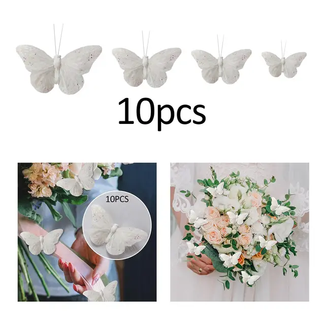 10Db Pillangó Fali Dekoráció Toll Pillangók Dísz Esküvői Ünnepekre - Image 4