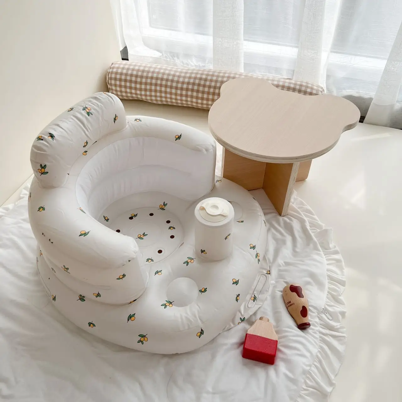 Multi purpose Baby Learning Seat Portable Inflatable Dining and Bathing Seats Loved by Children
