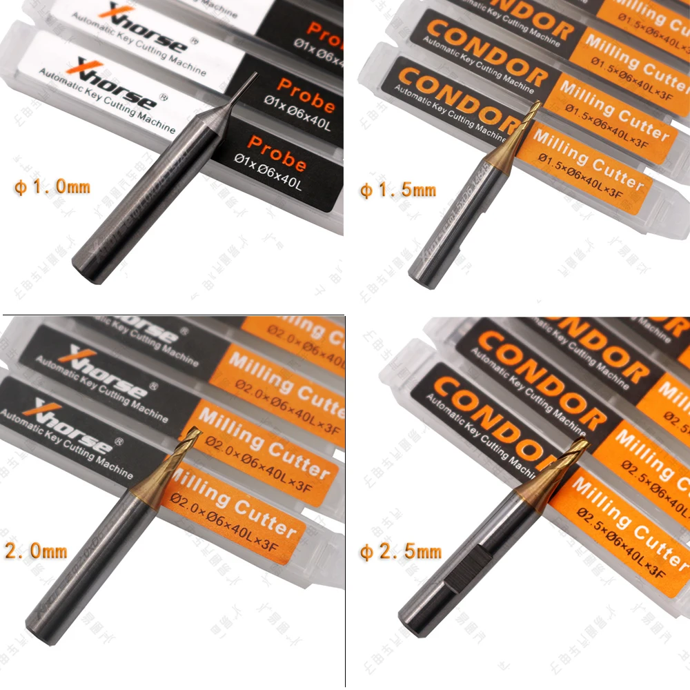 Milling Cutter 1.5-2.5mm 1.0mm 1.5mm 2.0mm 2.5mm for Xhorse CONDOR XC-MINI Dolphin XP005 XP007 Key Cutting Machine