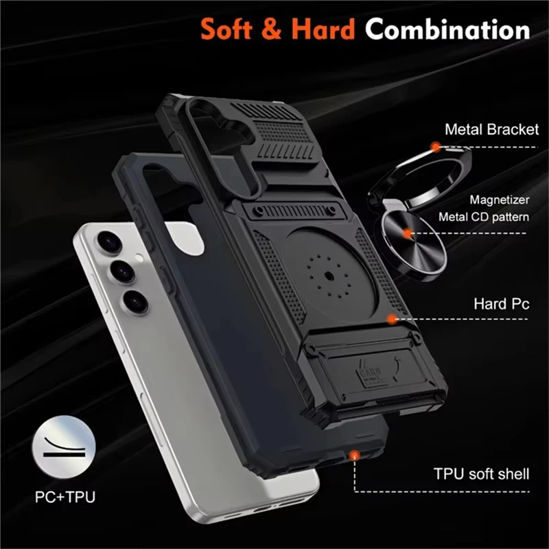 Magnetic Bracket Phone Case with Card Holder - Sleek and Functional Phone Accessories
