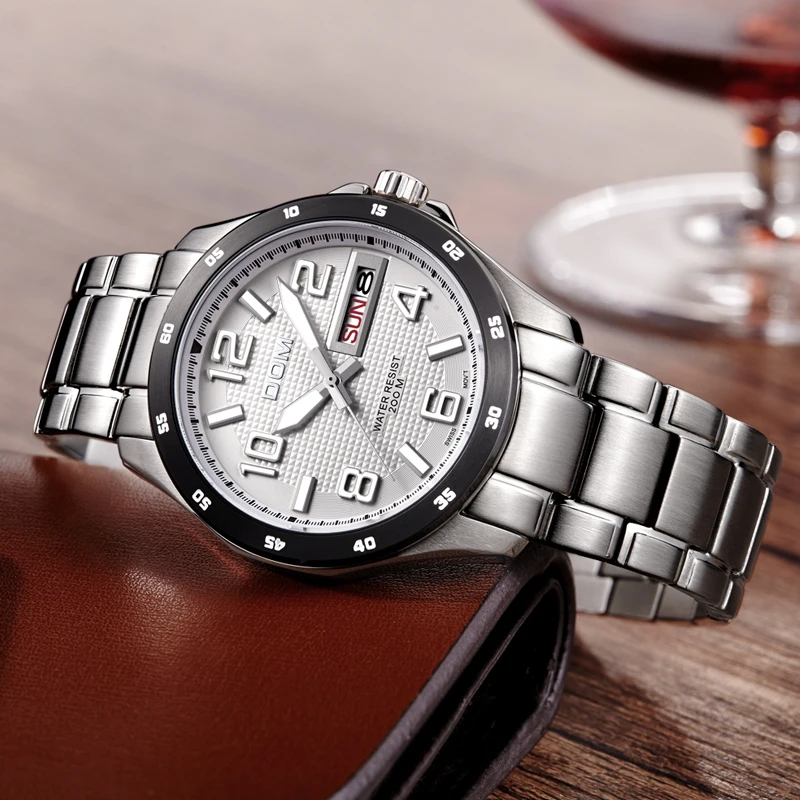 DOM Top Brand Mens Watches  Luxury Sport Quartz-Watch Stainless Steel Clock Men Waterproof Wristwatch relogio masculino M-132