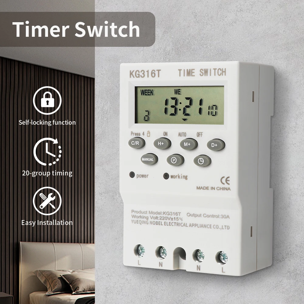 TNCE 30A Timer 220V, Zeitsteuerungsmodul, Einstellbar auf Sekunden, 32 Gruppen von Ein-/Aus-Timer-Modulen, für Wasserpumpen-Timer – Detail 1