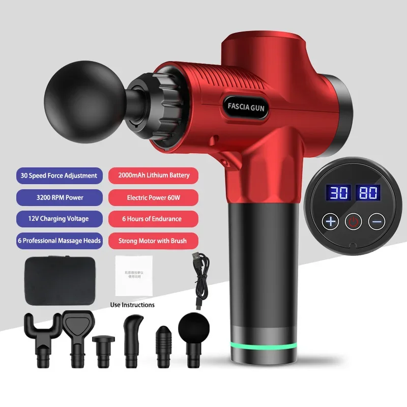 

Fascial Massage Gun Deep Tissue Electric Percussion Pistol Massager Body Neck Back Muscle Relaxation Pain Relief Fitness