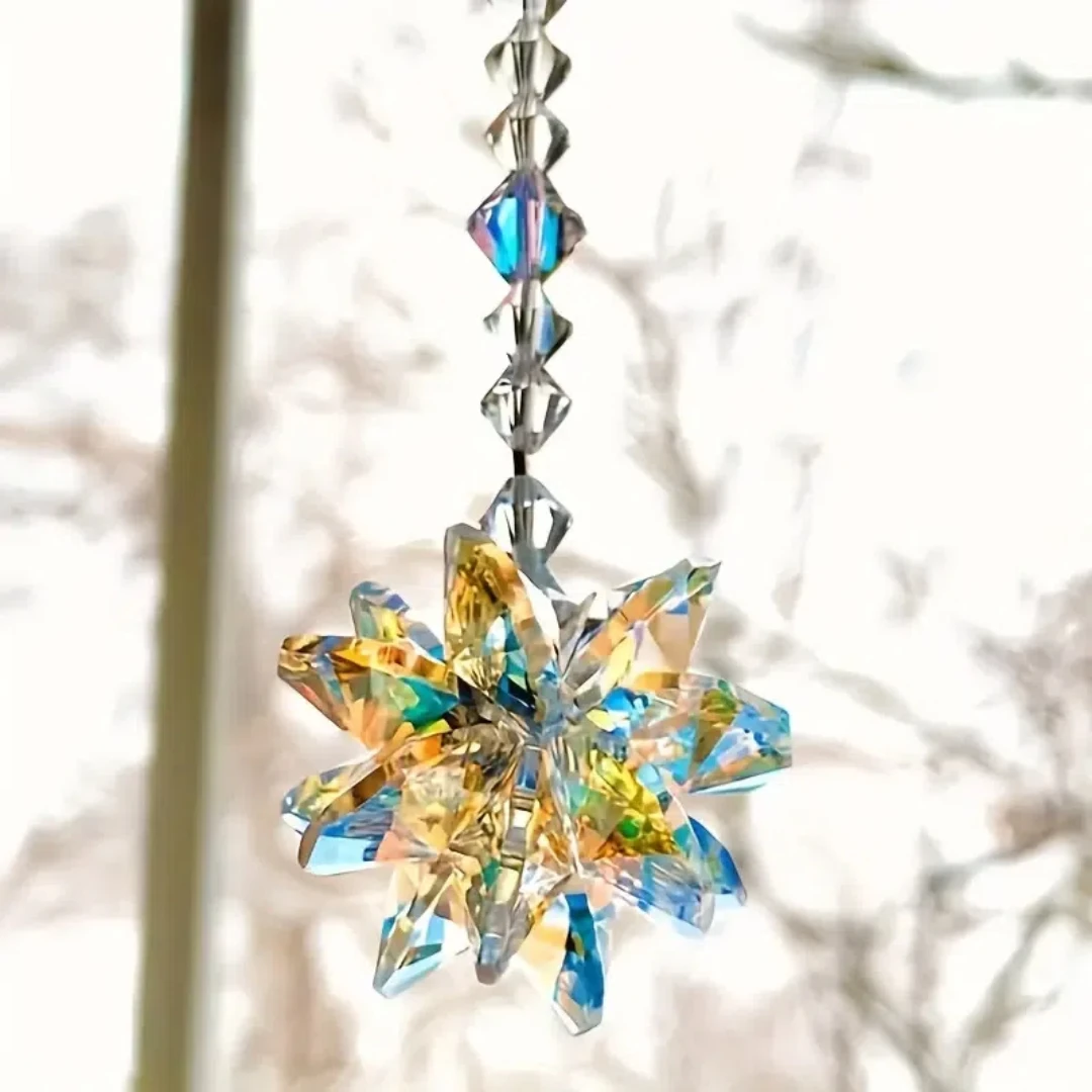 Crystal Snow trap Stained Glass Car Suspension Decoration Home Decoration Accessories 1pc