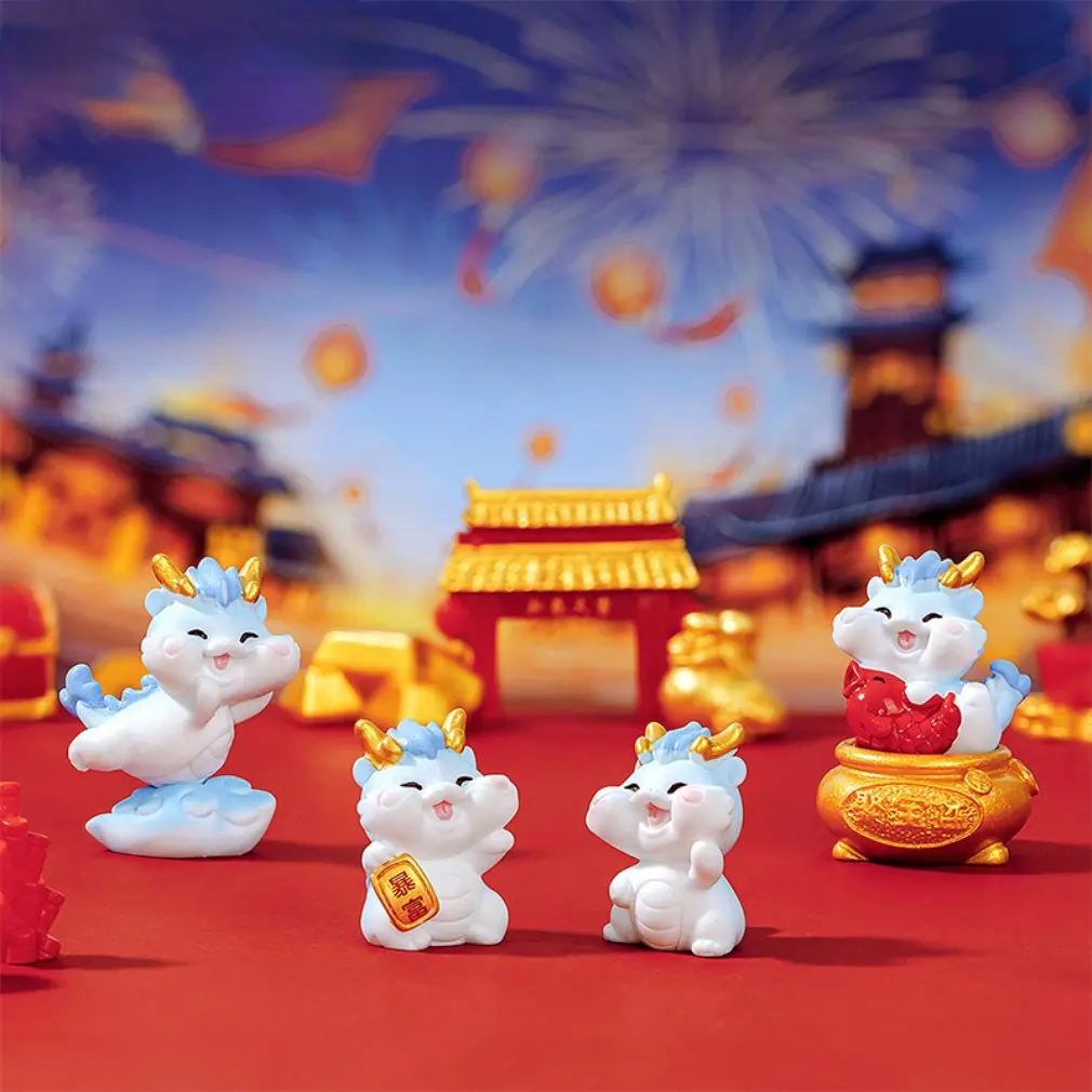 

2024 New Year Xmas Box Decor Christmas Resin dragon Ornaments Merry Christmas Decoration For Home Figurines Miniatures