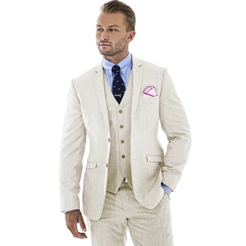 Мужской льняной костюм из 3 предметов