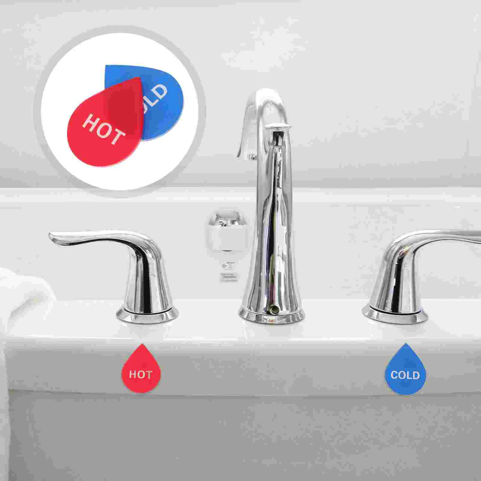 Cold Hot Water Labels Stickers Taps Faucet Heater Signs Shower Bathrooms Square Water Sticker Signs Traffic Signal 6 Pairs
