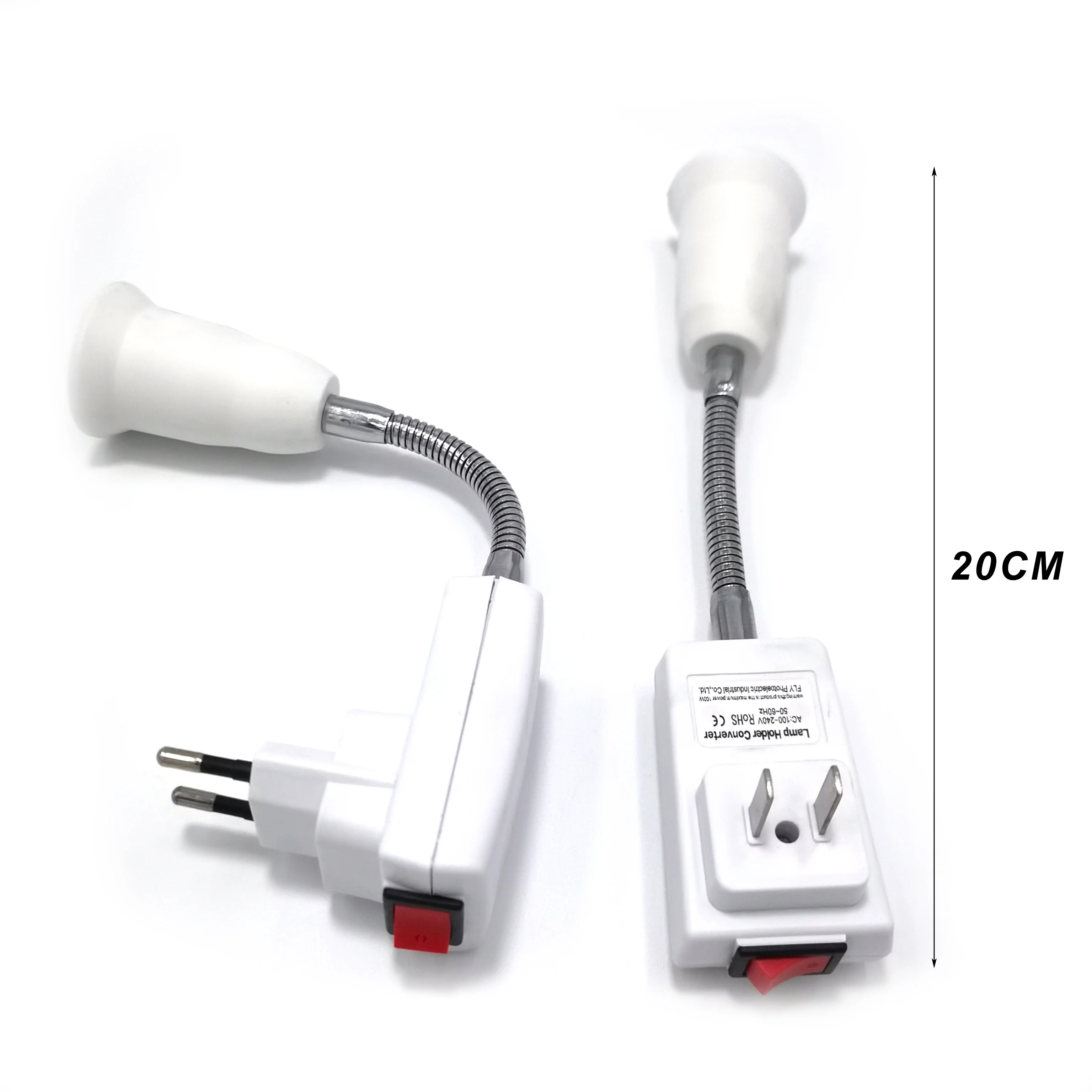 E27 Light Socket Lamp Base Wall Flexible Holder Converter Bases EU/US on/Off 20CM AC 110V 220V Book Light Adapter Plug Switch