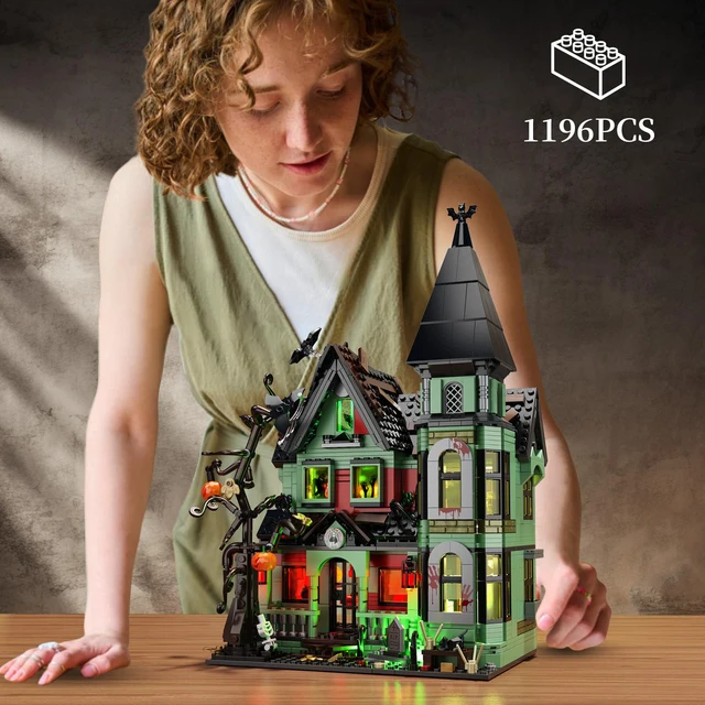 BuildMoc Halloween Nightmare House Building Blocks Set Pumpkin Ghost Skeleton Hut Bricks Toys Children Christmas Birthday Gifts