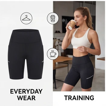 Women's High Waisted Biker Shorts with Phone Pocket Tummy Control High Waist Yoga Pants Tummy Control High Waist Yoga Pants
