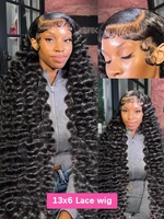 Perruques Lace Front HD transparentes 13x6, en cheveux humains, sans colle, à ondulations profondes souples et bouclées effet mouillé, pour femmes, prêtes à porter pour les vacances 4