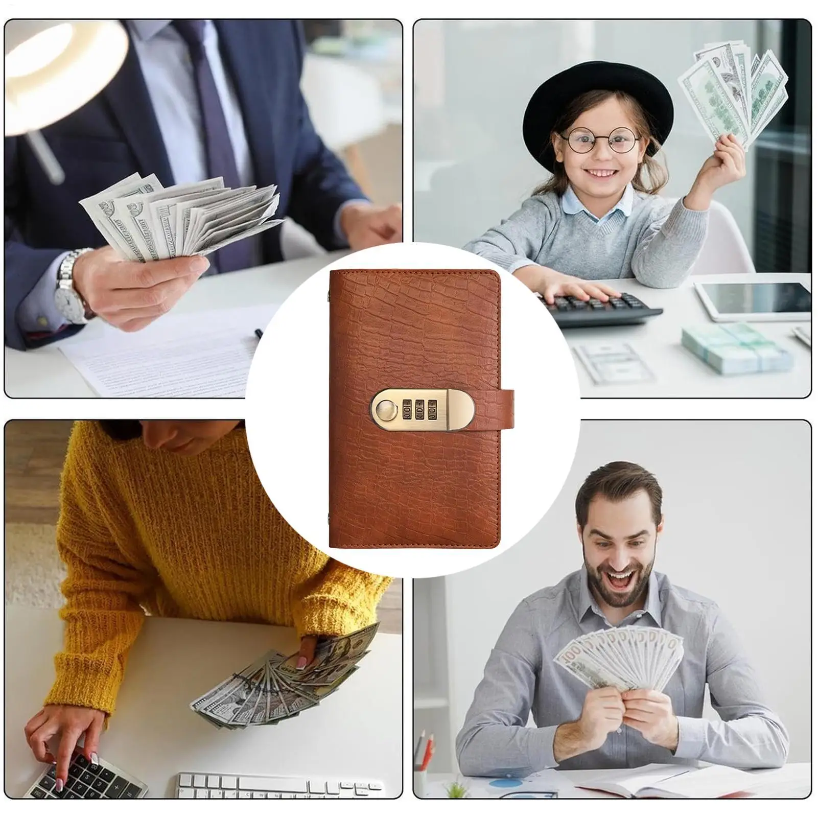 Geldsparendes Geld-Challenge-Buch mit Passwortschloss – 100 Seiten Vintage-Budgetplaner und Passwortjournal für Geldsparnisse – Detail 5
