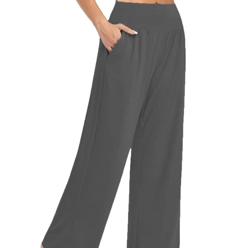 Wide Leg Sleeping Pants Women Pants Office Lady With Pockets Solid Loose Casual Straight Long Trousers