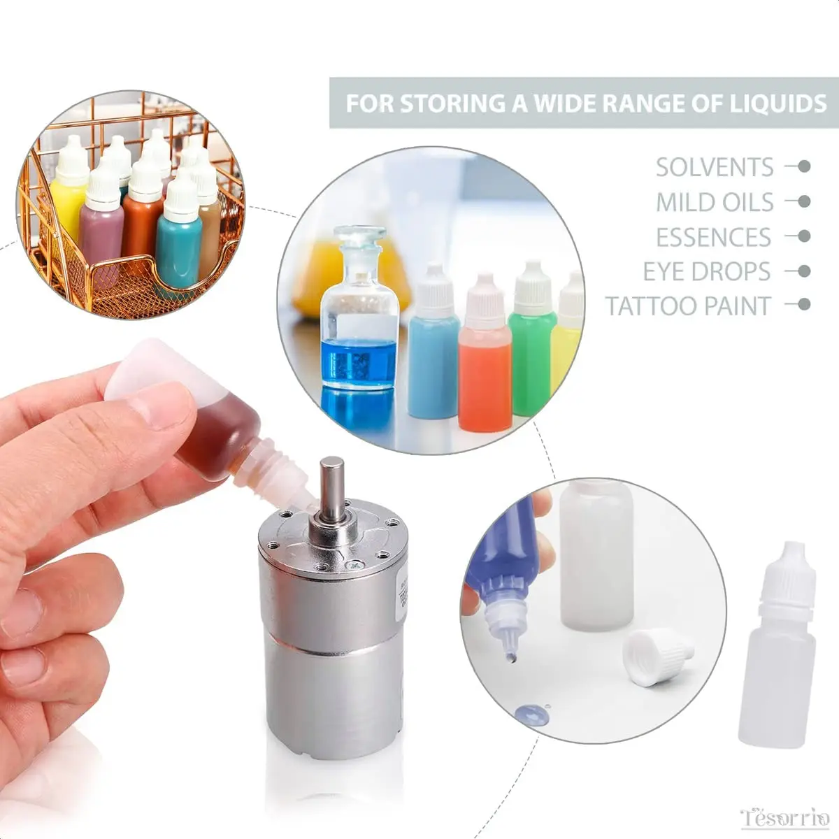 10Pcs 5ML/10ML/15ML/20ML/30ML/50ML/100ML  PE Plastic Dropper Bottles Empty Squeezable Eye Vape Liquid Travel Paint Containers