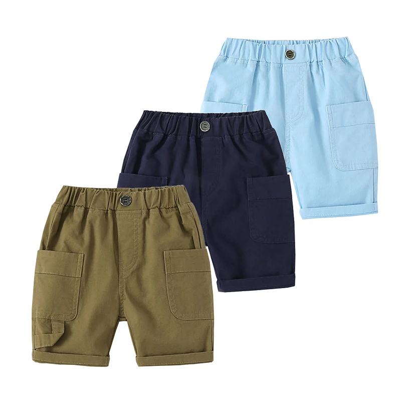 Summer Boys Cargo Shorts Knee Length Big Pocket Toddler Beach Pants