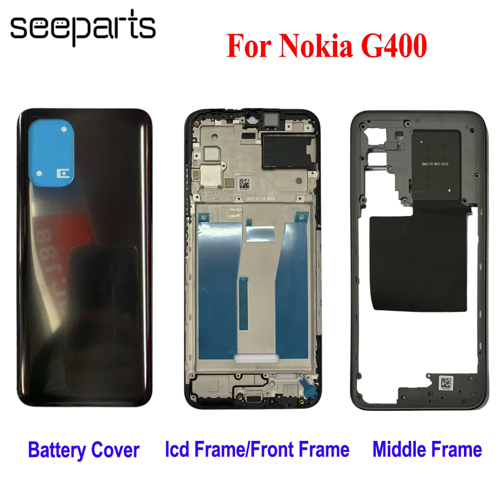 

New For Nokia G400 TA-1530 TA-1448 TA-1476 Battery Cover Back Housing Rear Door Panel G400 Middle Frame Replacement Parts