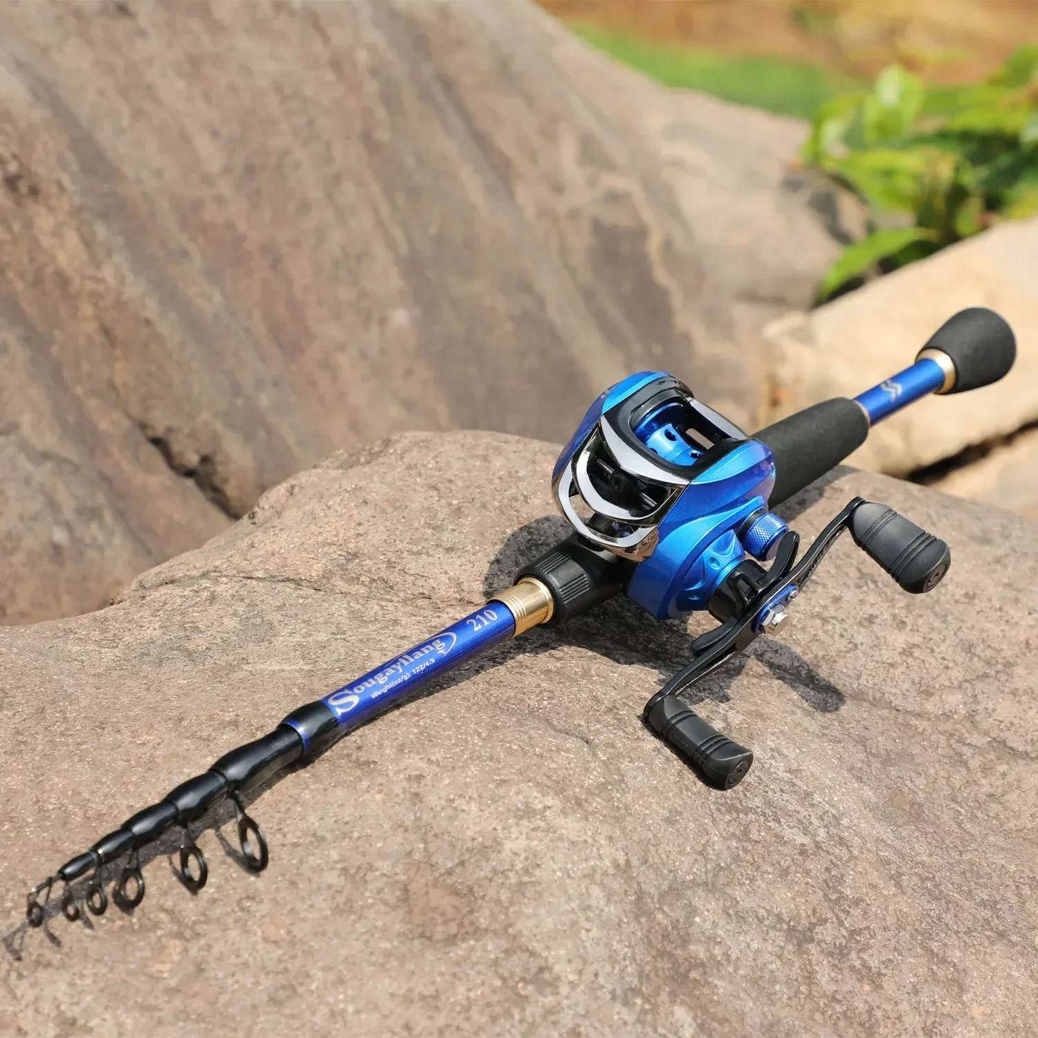 Fishing Pole Set Fishing Rod and Reel Combo Sougayilang Casting Fishing Rod Combo Telescopic Carbon Rod Baitcasting Reel Fishing Line Lure Accessories Full Kits