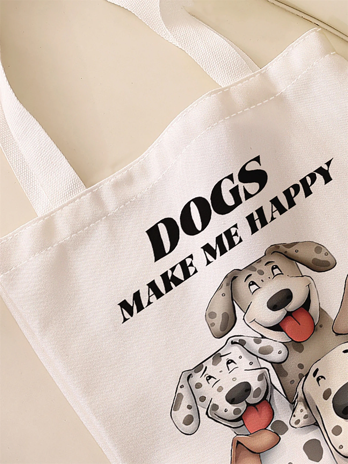 Cartoon dog pattern printed casual handbag, reusable fashionable backpack, multifunctional handbag, canvas shopping bag