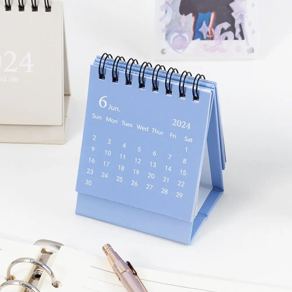 

Mini Desk Calendar Spiral Coil Page Turning Date Recording 12 Monthly Calendar for Planing Event Log Portable Simple Style Plan