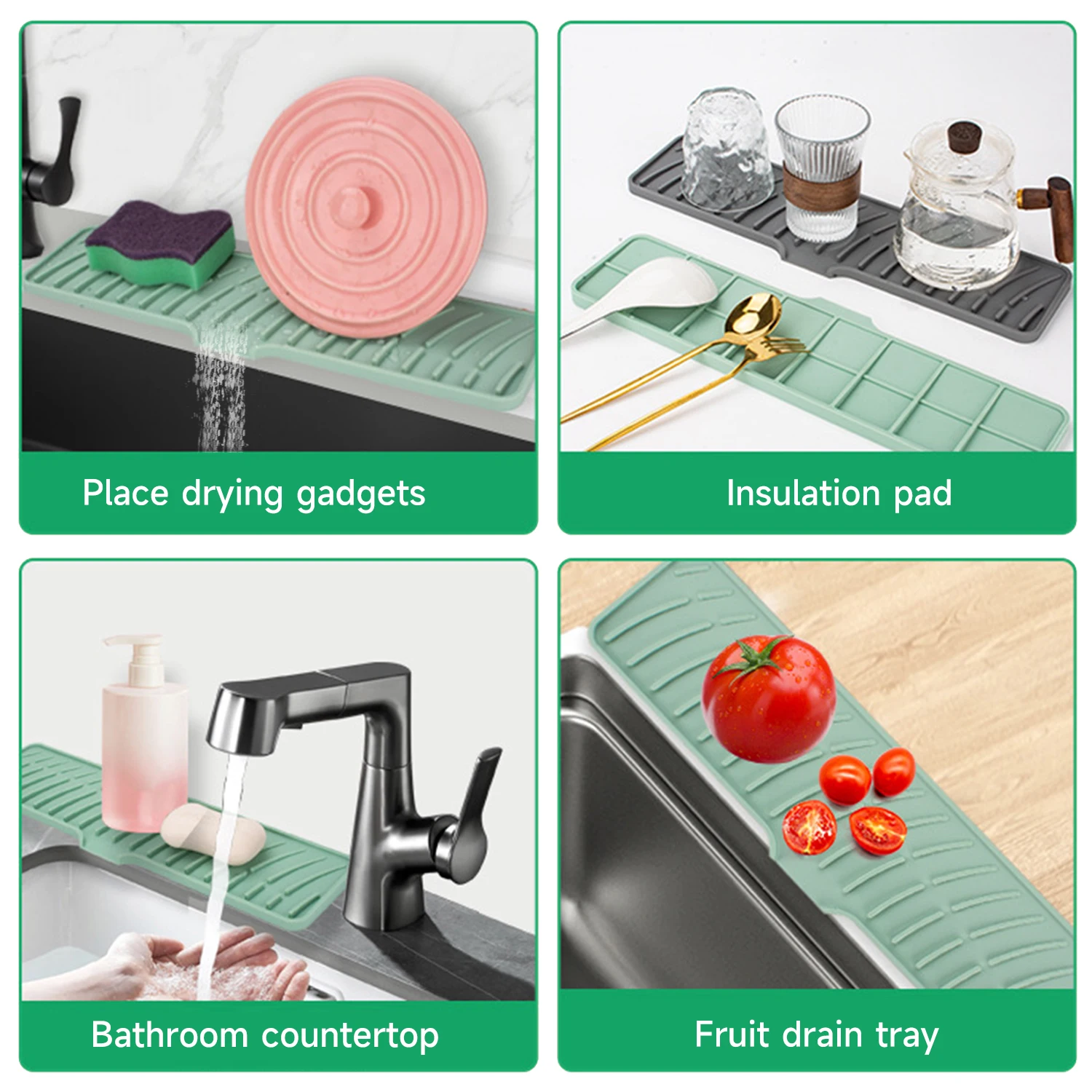 Kitchen faucet splash pad silicone sink faucet splash guard mat sponge drain pad countertop protector for bath kitchen gadgets kitchen splash guard kitchen sink pad kitchen faucet pad