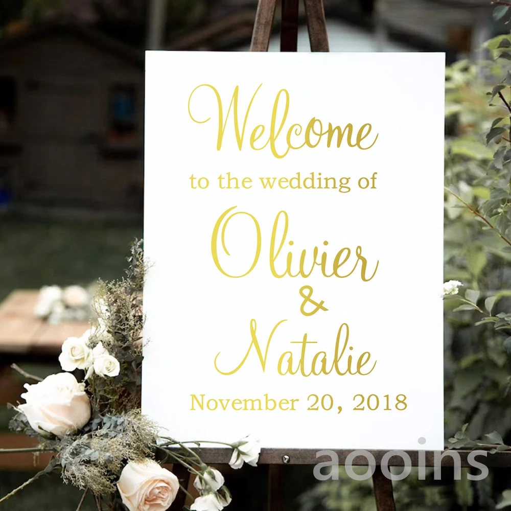 Personalised Wedding Welcome Sign Decal Sticker, Wedding Reception Vinyl Removable Waterproof Welcome Sign Decal