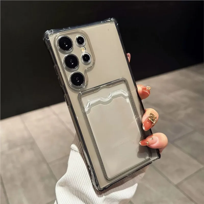 Clear Silicone Shockproof Card Holder Wallet Phone Case