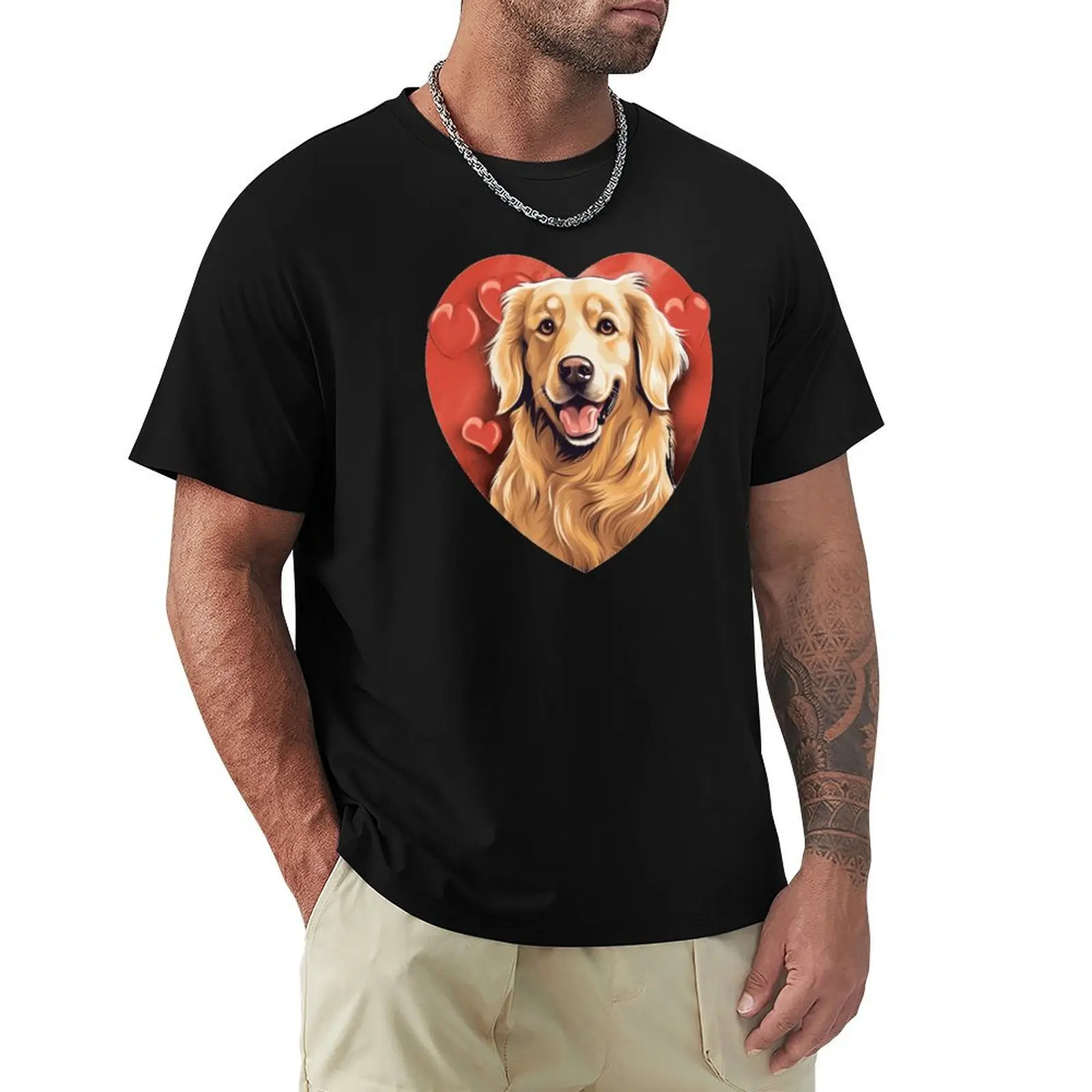 Golden Retriever Valentine - Cupid's Golden Pup T-Shirt quick drying boys animal print funnys new edition mens graphic t-shirts